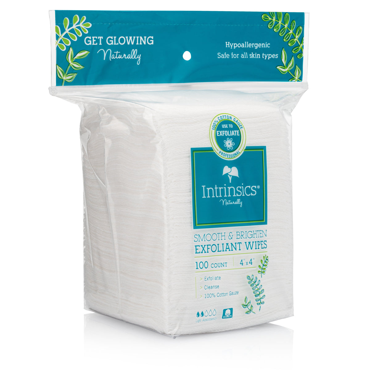 Intrinsics at Home Smooth & Brighten Exfoliant Wipes, 4x4, 100 ct